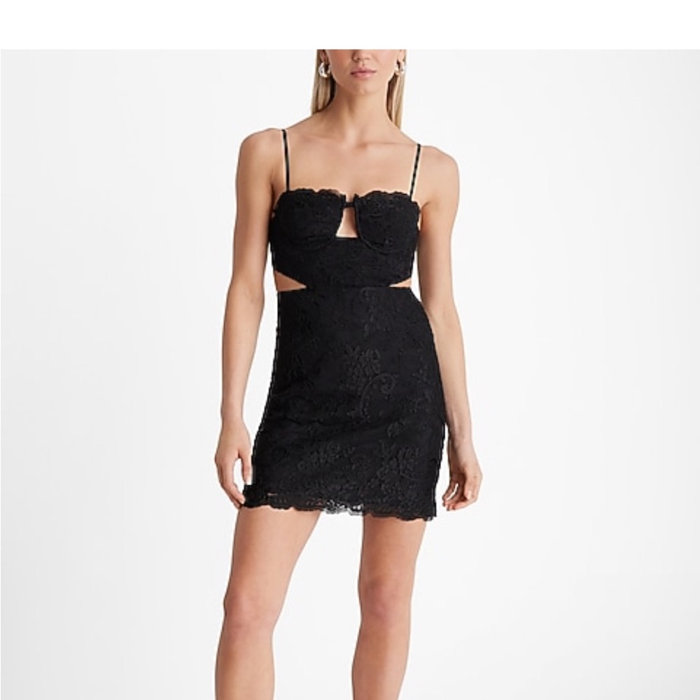 Express Black Lace Cutout Mini Dress